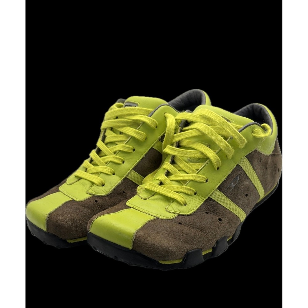 Diesel Evelyn Brown Suede Lime Green Leather Sneakers Y2K Low Top US 10 EUR 41